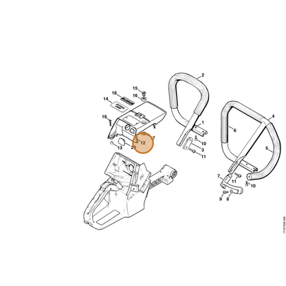 STIHL part 1124-080-1610 — IPL diagram snippet (6x zoom, amber highlight)