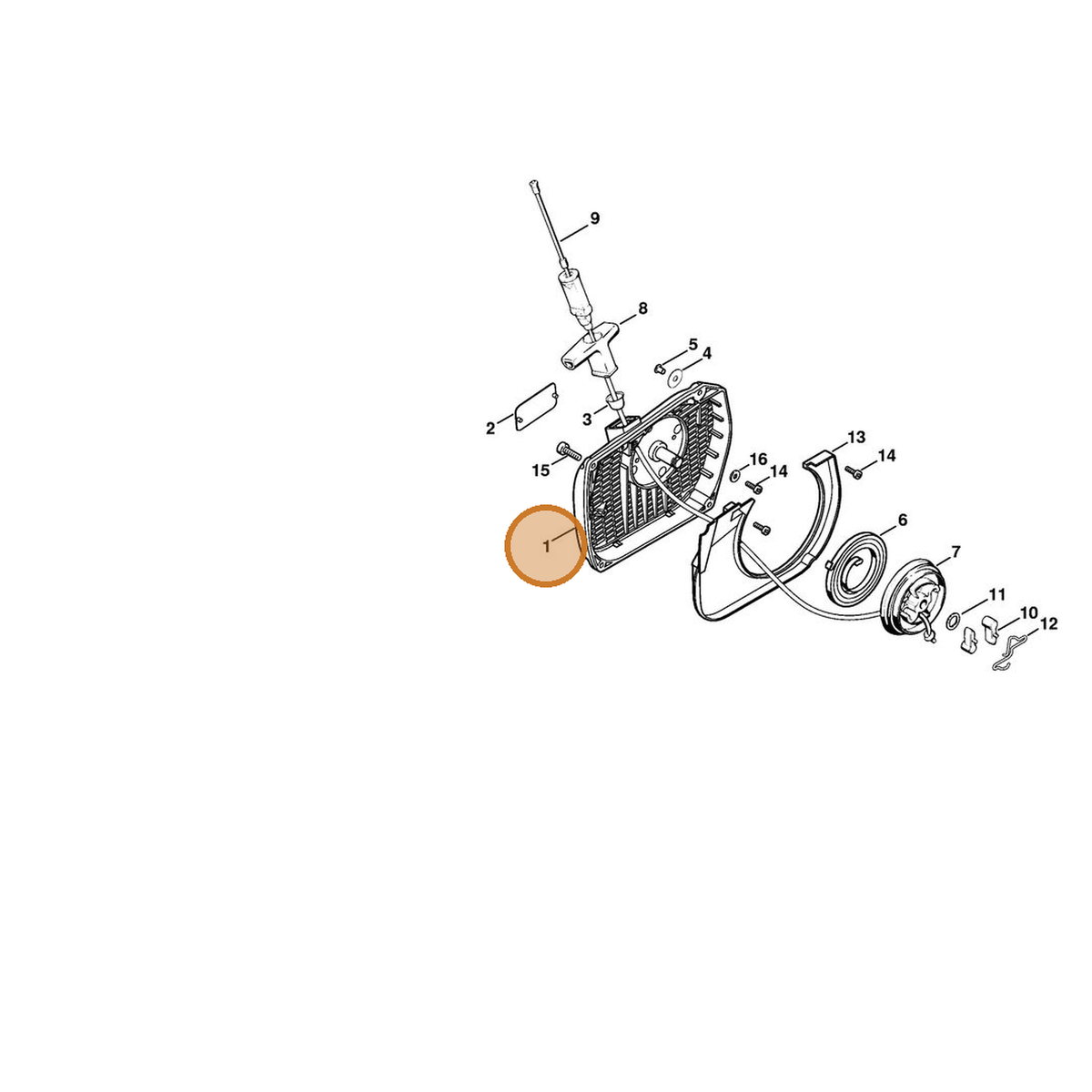 STIHL part 1124-080-1810 — IPL diagram snippet (6x zoom, amber highlight)