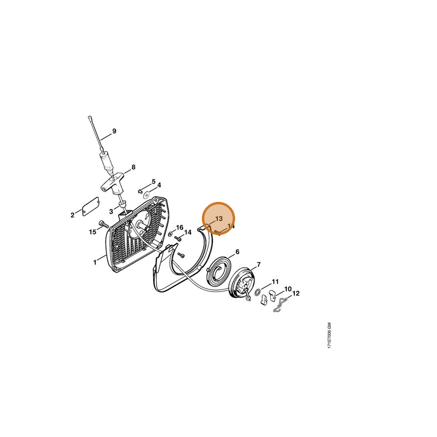 STIHL part 1124-084-7810 — IPL diagram snippet (6x zoom, amber highlight)