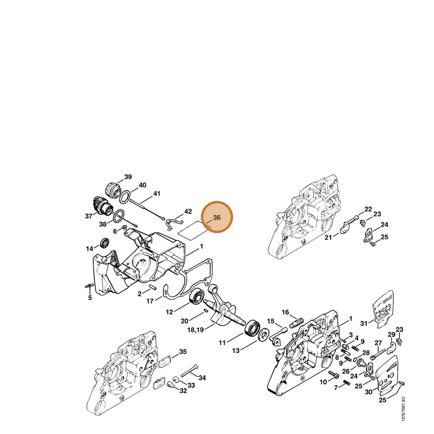 STIHL part 1124-084-8301 — IPL diagram snippet (6x zoom, amber highlight)