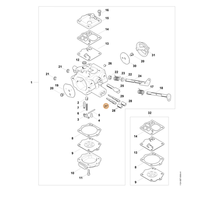 STIHL part 1124-120-6700 — IPL diagram snippet (6x zoom, amber highlight)
