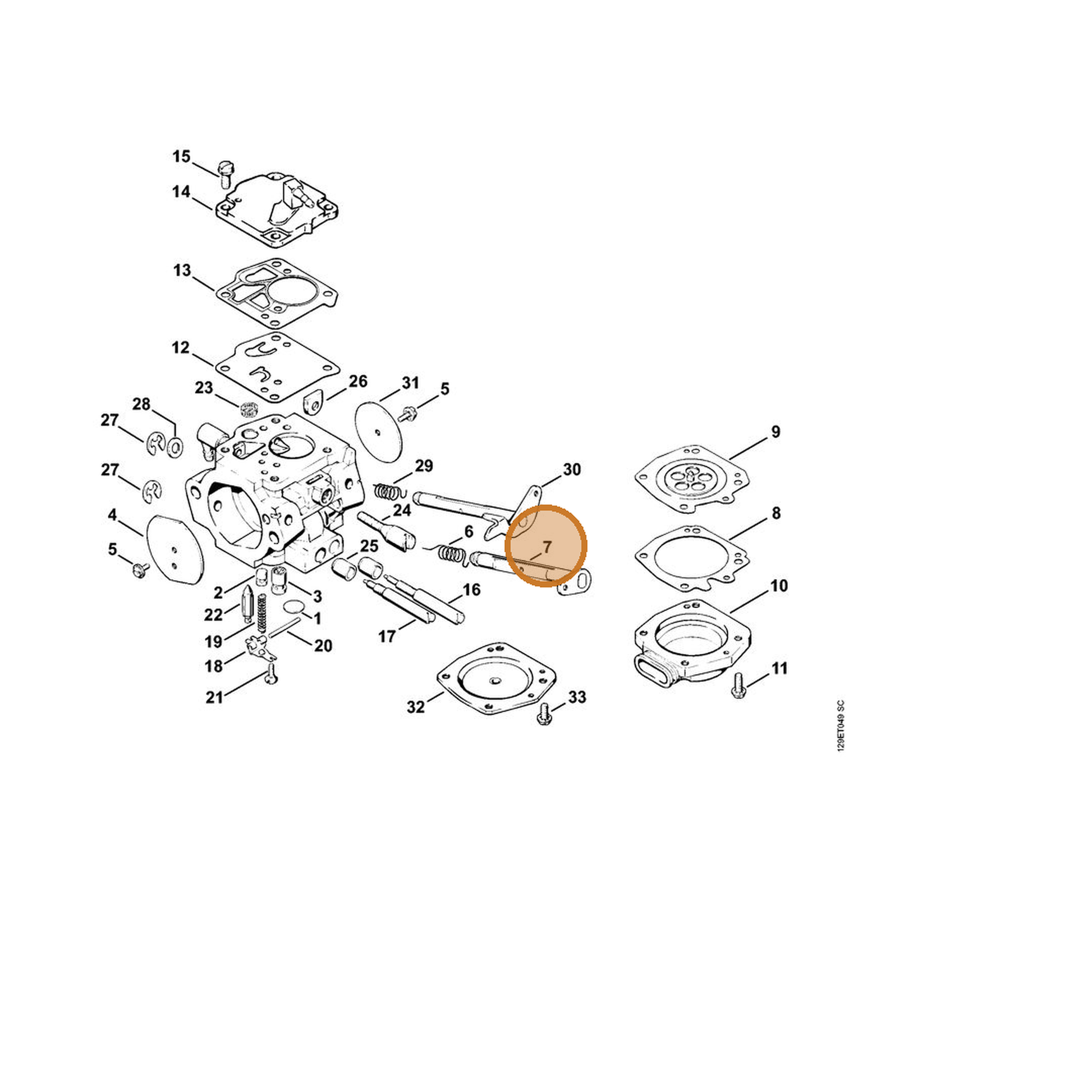 STIHL part 1124-120-7200 — IPL diagram snippet (6x zoom, amber highlight)