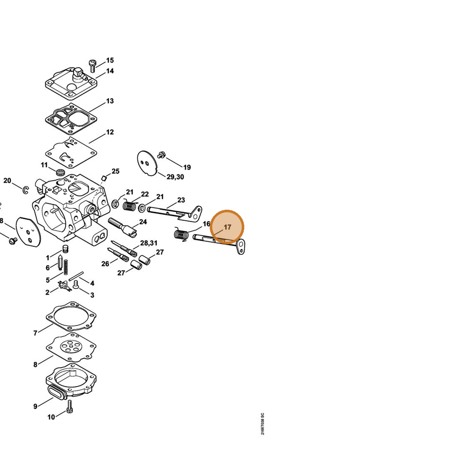 STIHL part 1124-120-7202 — IPL diagram snippet (6x zoom, amber highlight)