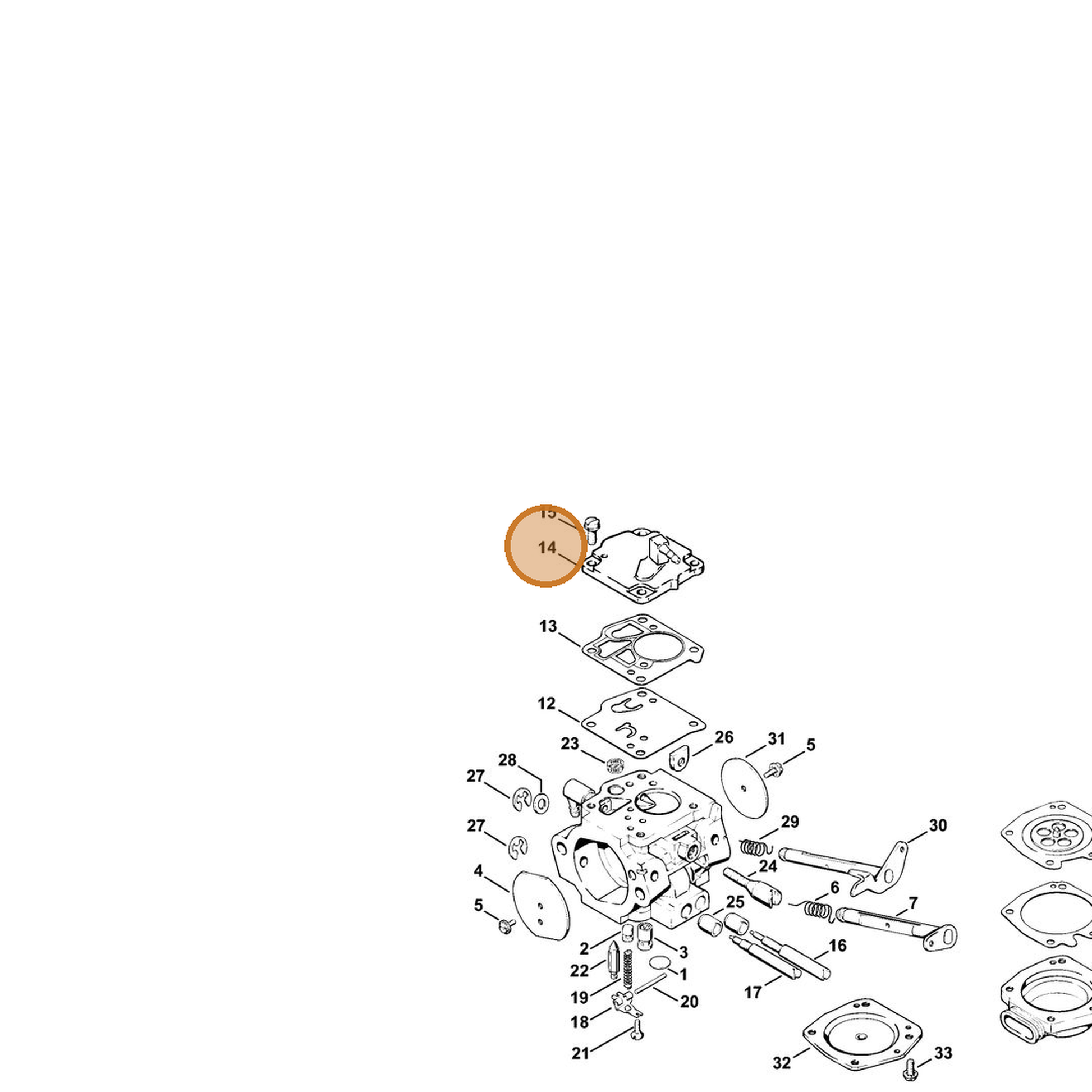 STIHL part 1124-121-0802 — IPL diagram snippet (6x zoom, amber highlight)