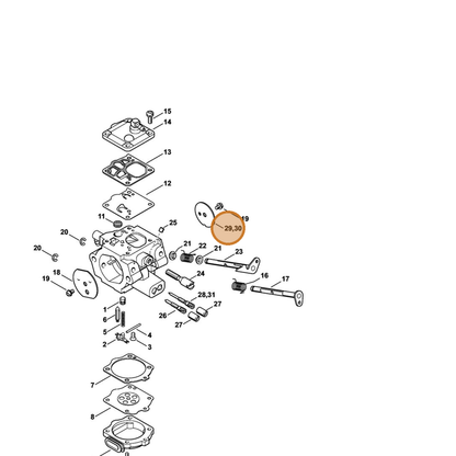 STIHL part 1124-121-3302 — IPL diagram snippet (6x zoom, amber highlight)