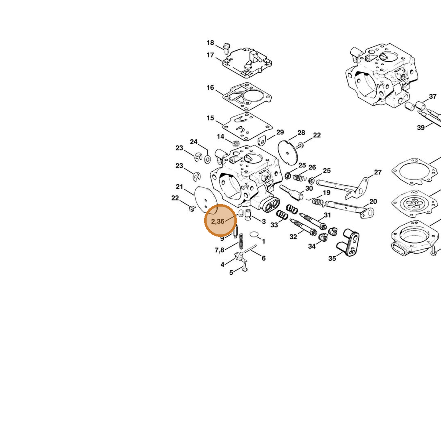 STIHL part 1124-121-5603 — IPL diagram snippet (6x zoom, amber highlight)