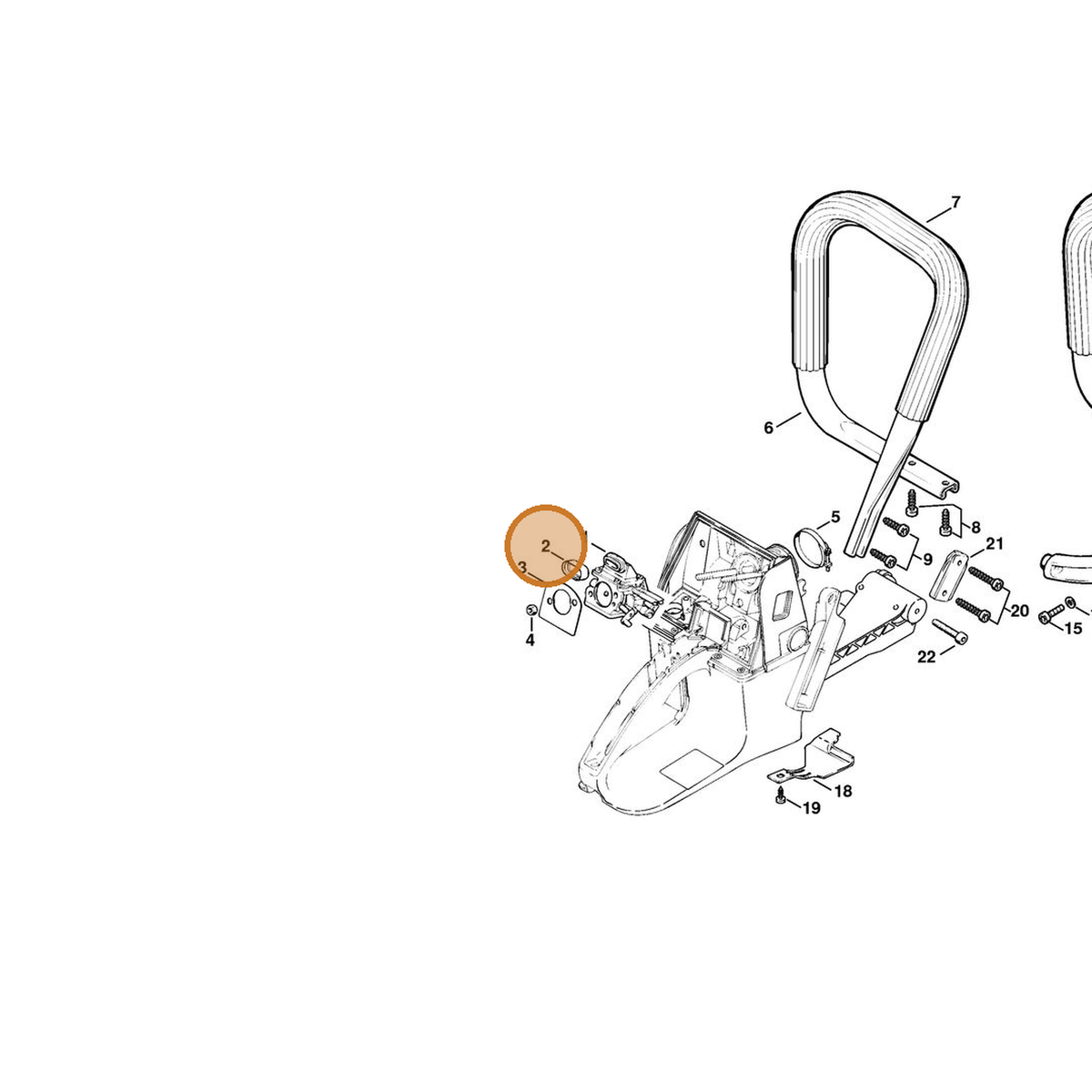 STIHL part 1124-121-9100 — IPL diagram snippet (6x zoom, amber highlight)