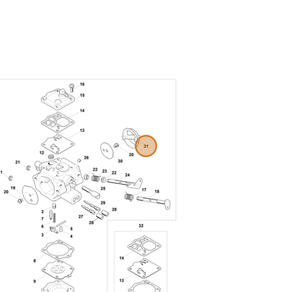 STIHL part 1124-121-9400 — IPL diagram snippet (6x zoom, amber highlight)