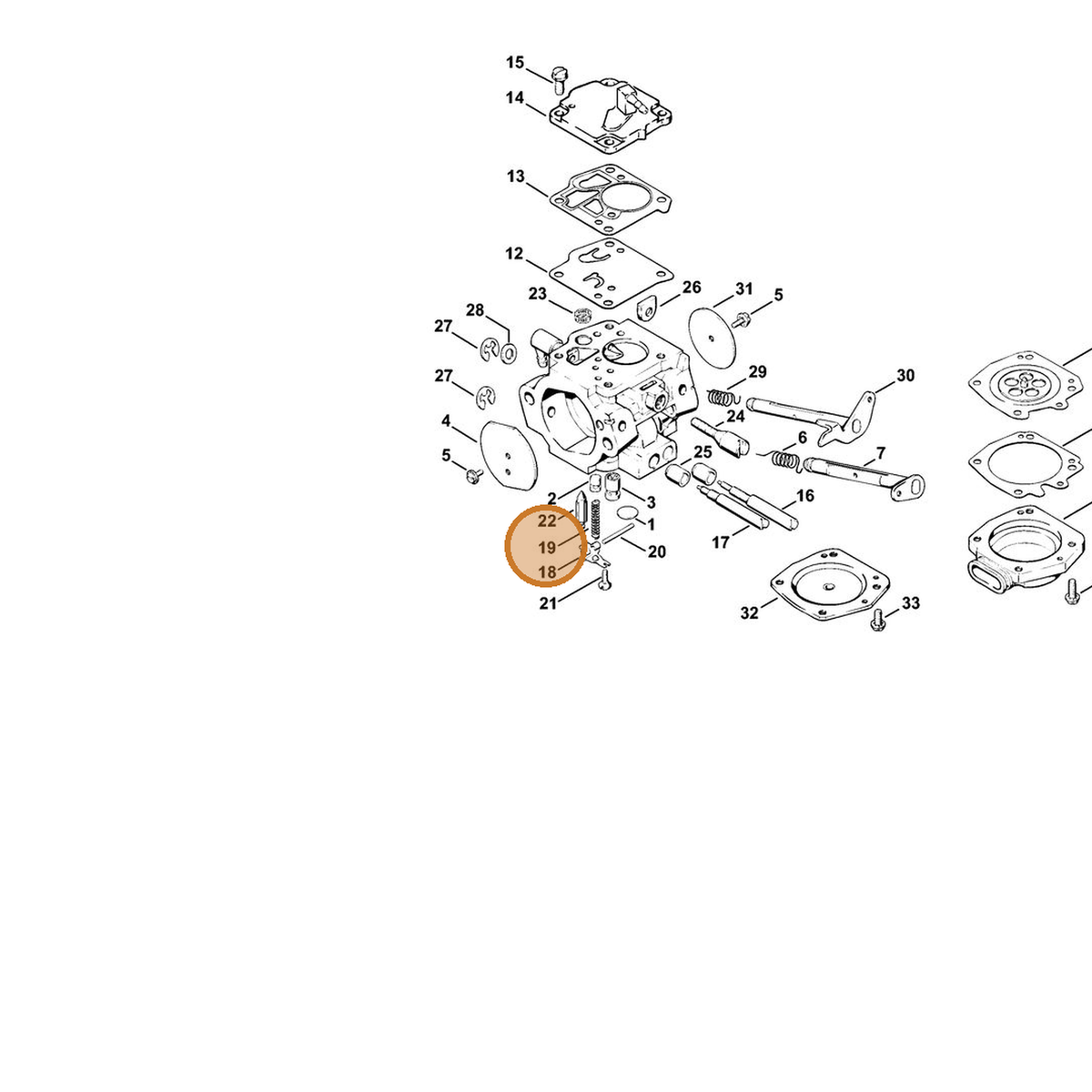 STIHL part 1124-122-3000 — IPL diagram snippet (6x zoom, amber highlight)