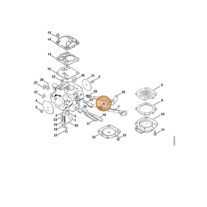 STIHL part 1124-122-3200 — IPL diagram snippet (6x zoom, amber highlight)
