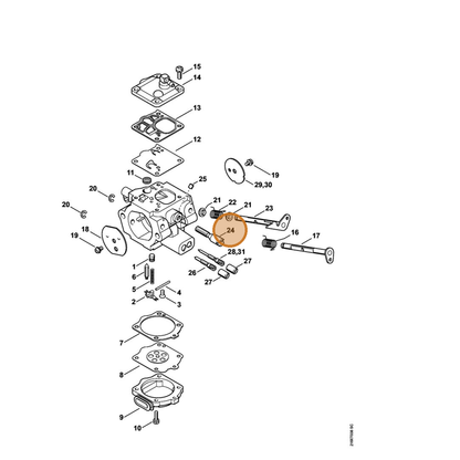 STIHL part 1124-122-6201 — IPL diagram snippet (6x zoom, amber highlight)