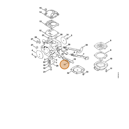 STIHL part 1124-122-6701 — IPL diagram snippet (6x zoom, amber highlight)