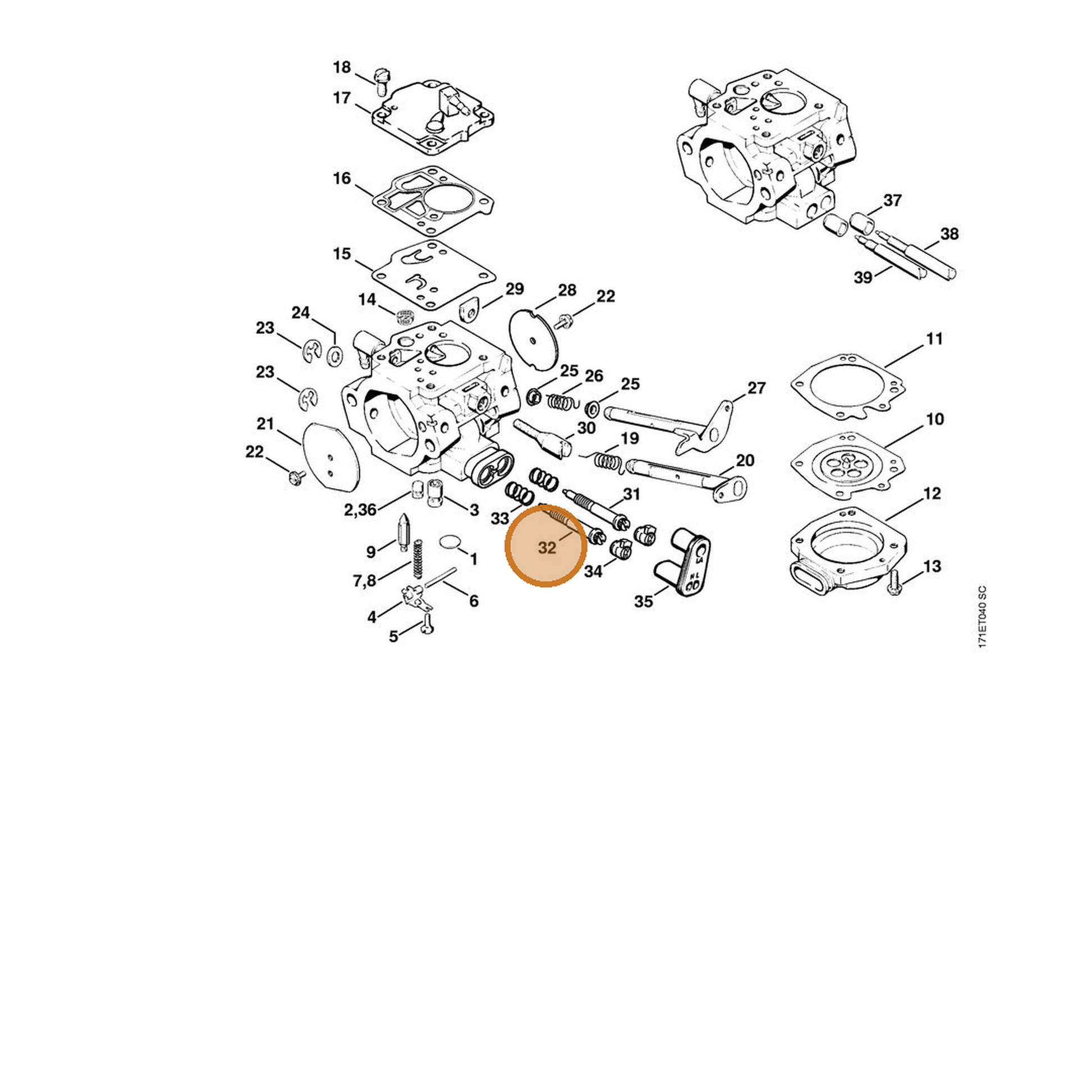 STIHL part 1124-122-6703 — IPL diagram snippet (6x zoom, amber highlight)