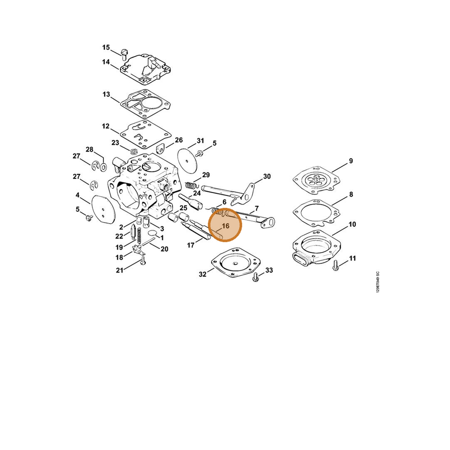 STIHL part 1124-122-6801 — IPL diagram snippet (6x zoom, amber highlight)