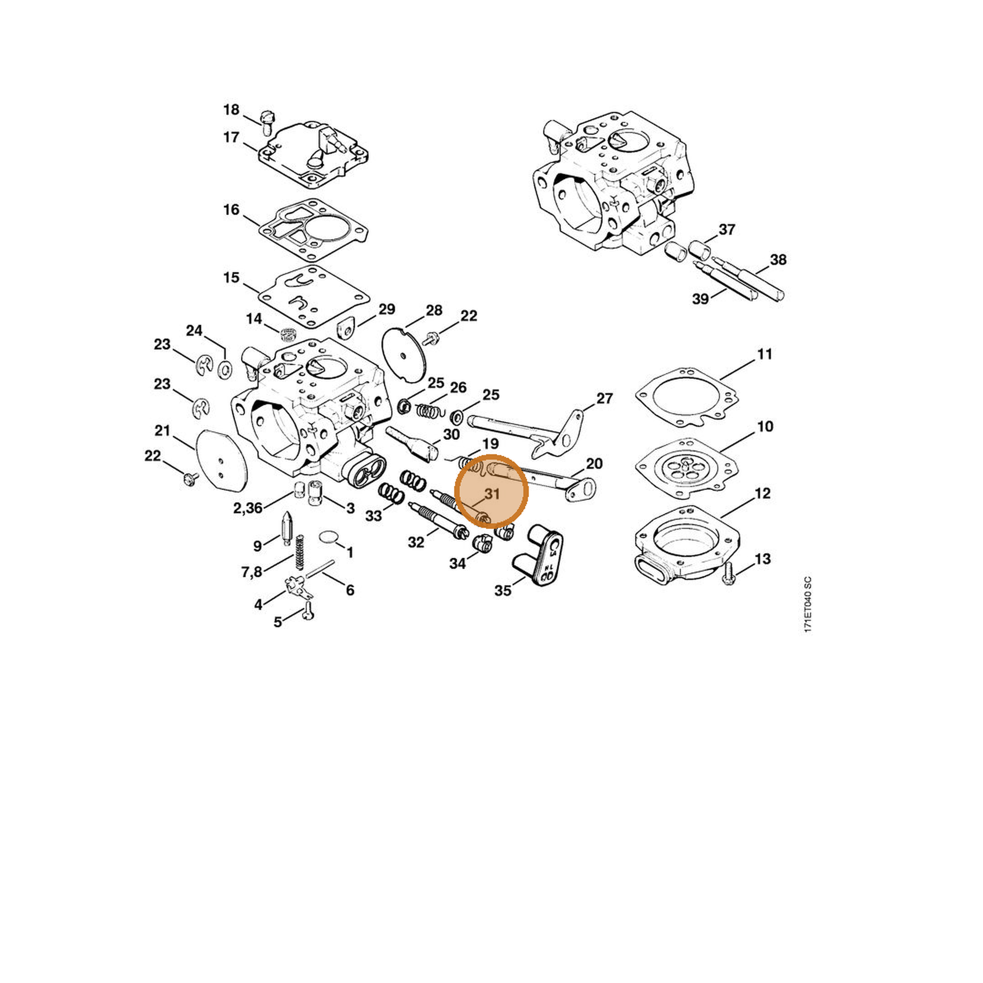 STIHL part 1124-122-6803 — IPL diagram snippet (6x zoom, amber highlight)