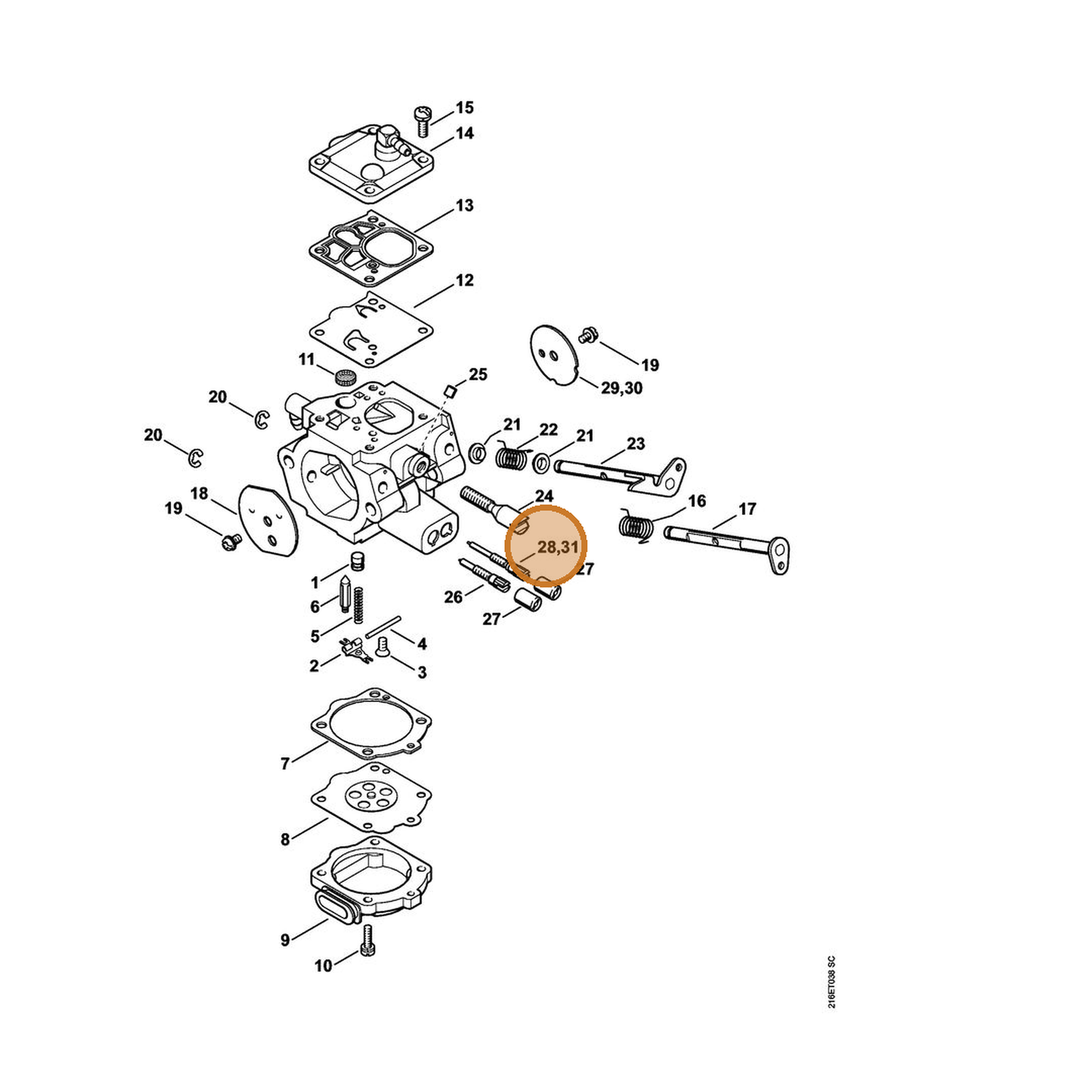STIHL part 1124-122-6804 — IPL diagram snippet (6x zoom, amber highlight)