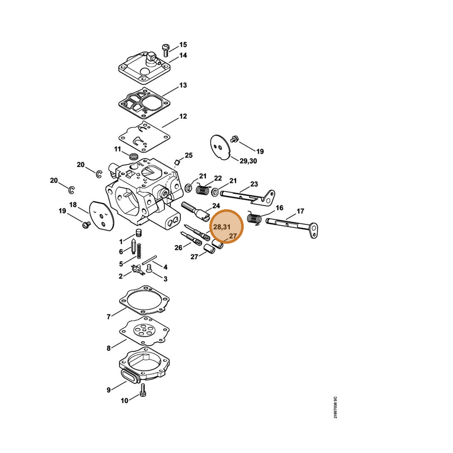 STIHL part 1124-122-6805 — IPL diagram snippet (6x zoom, amber highlight)