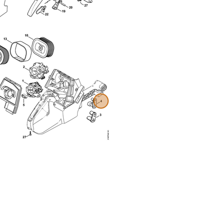 STIHL part 1124-123-7502 — IPL diagram snippet (6x zoom, amber highlight)