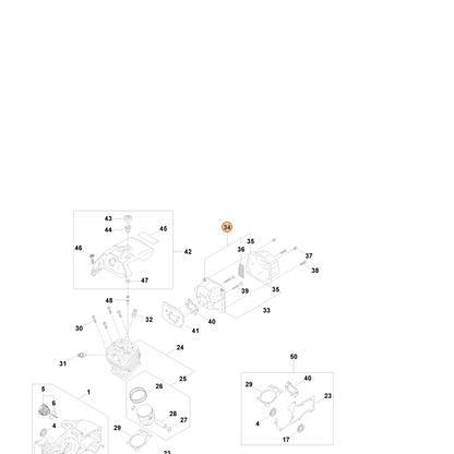 STIHL part 1124-140-0608 — IPL diagram snippet (6x zoom, amber highlight)