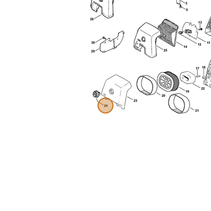 STIHL part 1124-140-9500 — IPL diagram snippet (6x zoom, amber highlight)