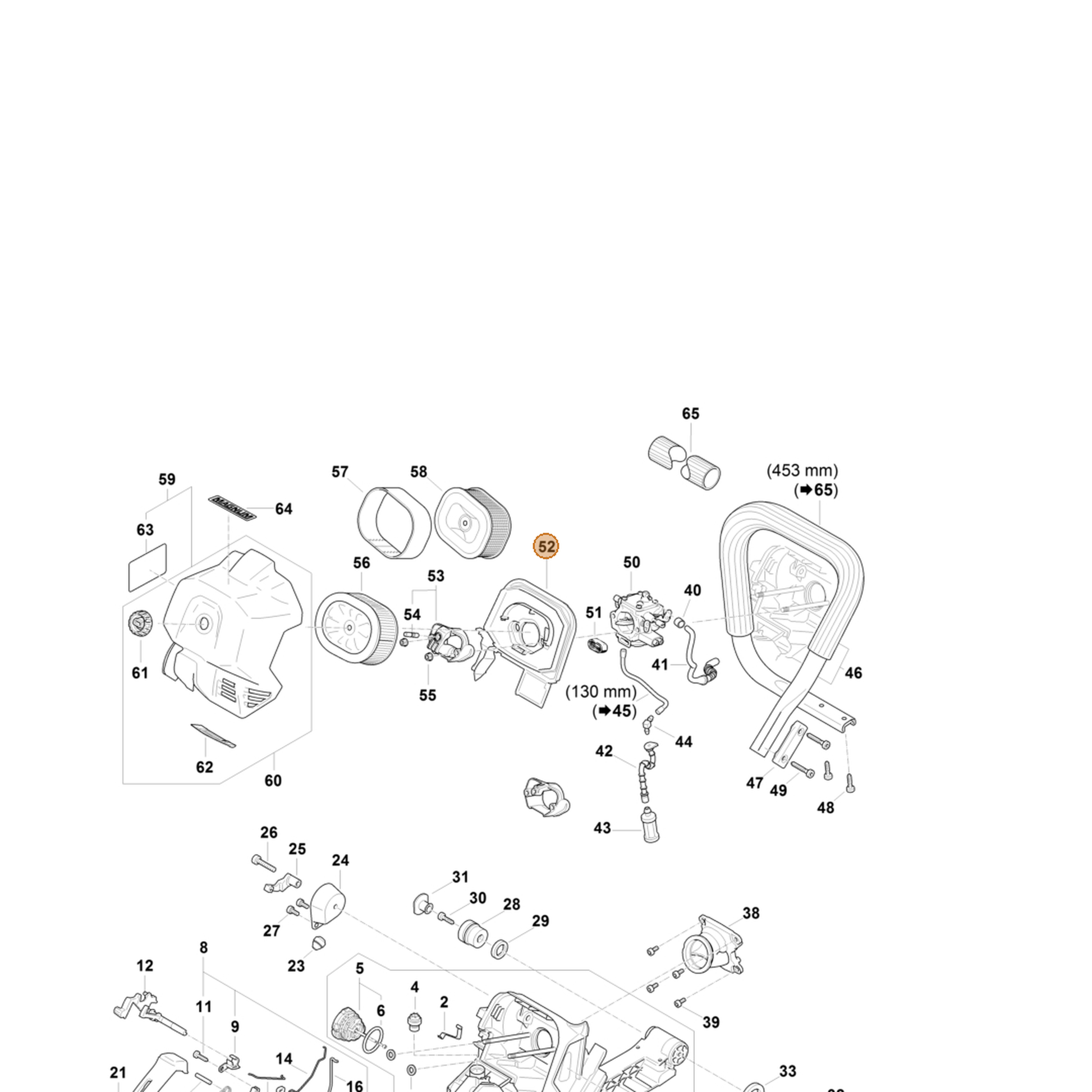 STIHL part 1124-141-0900 — IPL diagram snippet (6x zoom, amber highlight)