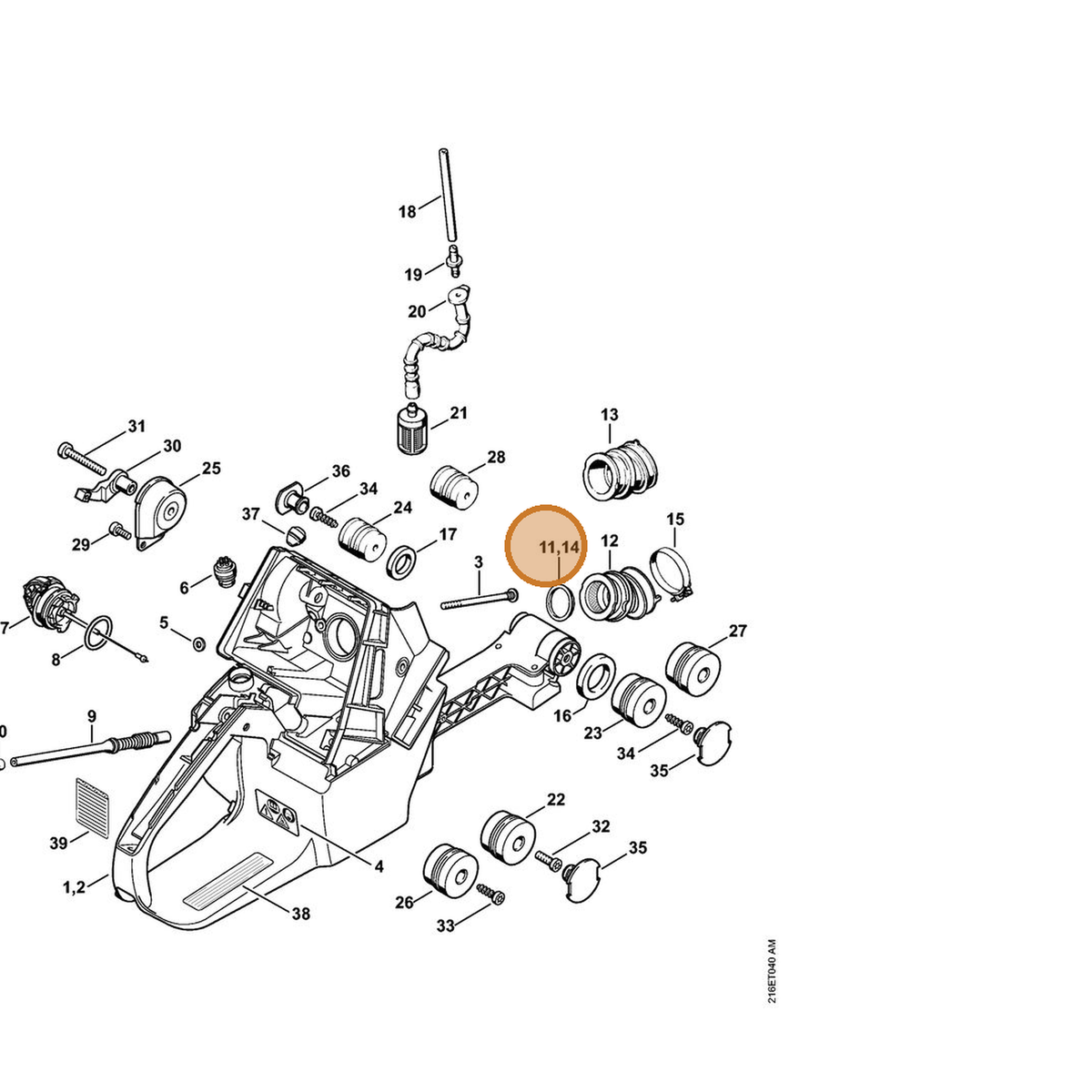 STIHL part 1124-141-1801 — IPL diagram snippet (6x zoom, amber highlight)