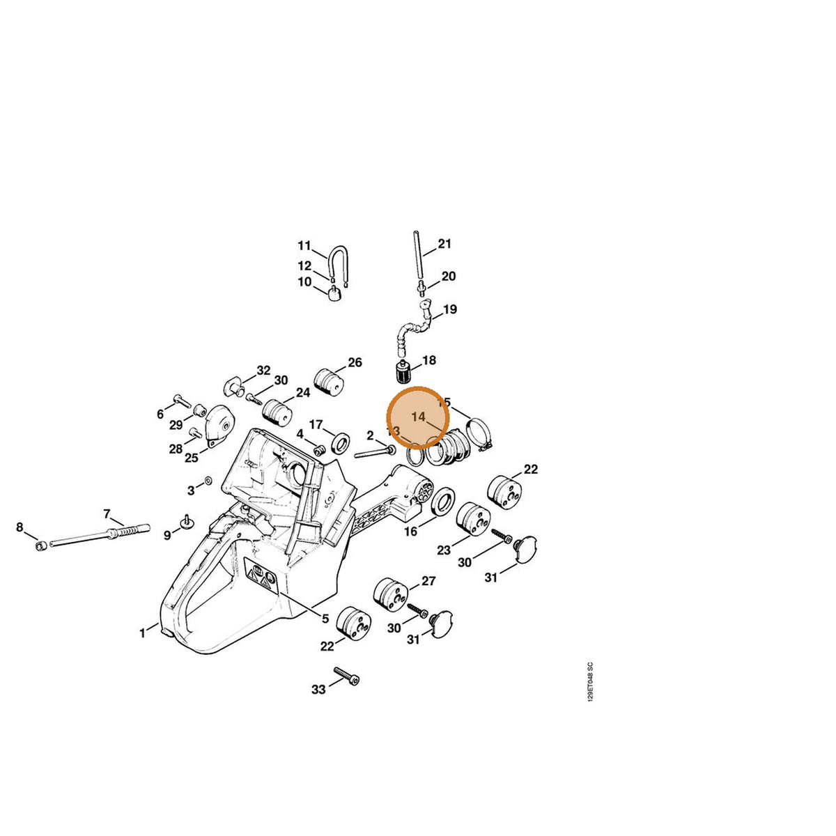 STIHL part 1124-141-2201 — IPL diagram snippet (6x zoom, amber highlight)