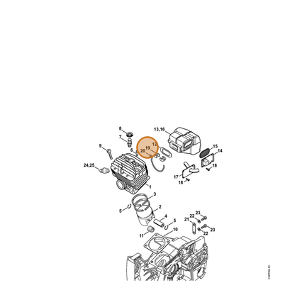 STIHL part 1124-145-1905 — IPL diagram snippet (6x zoom, amber highlight)