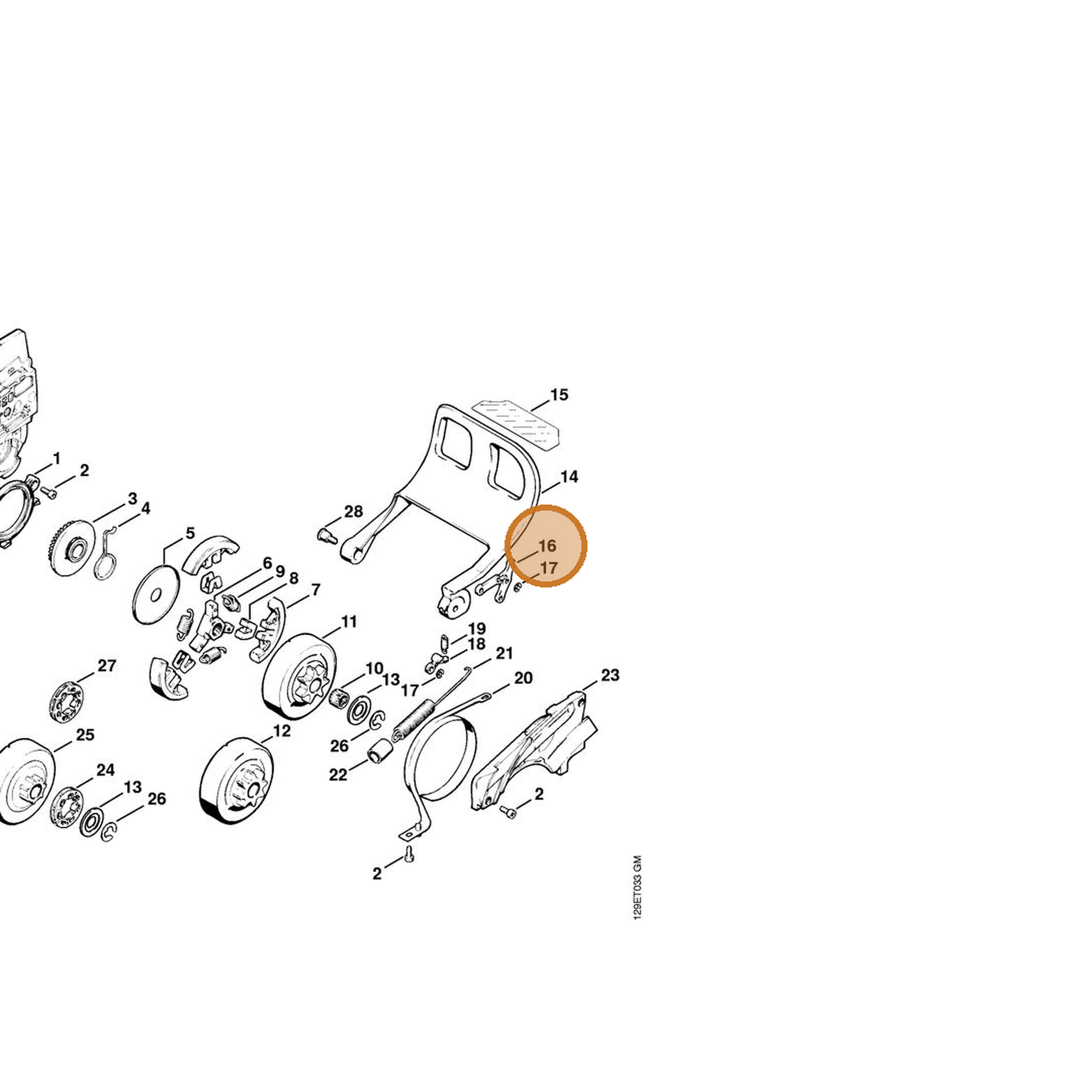 STIHL part 1124-160-5000 — IPL diagram snippet (6x zoom, amber highlight)