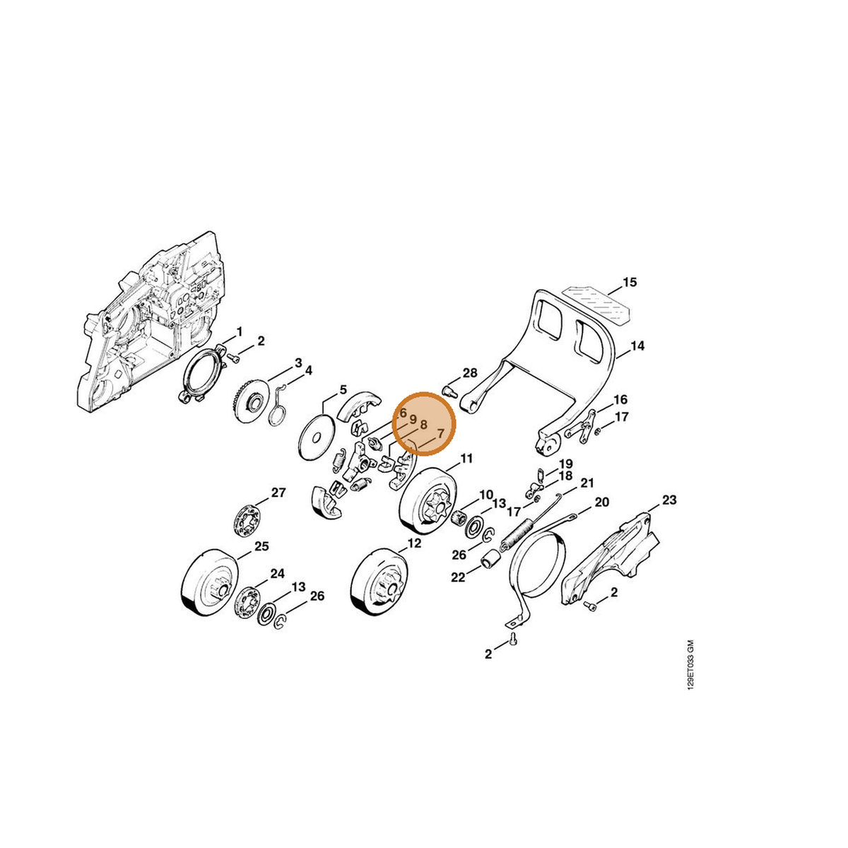 STIHL part 1124-162-3000 — IPL diagram snippet (6x zoom, amber highlight)