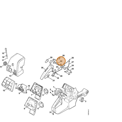 STIHL part 1124-182-0900 — IPL diagram snippet (6x zoom, amber highlight)