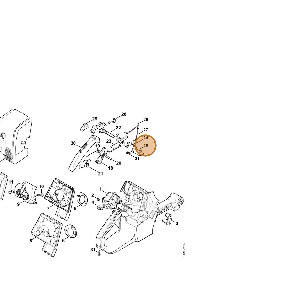 STIHL part 1124-182-4400 — IPL diagram snippet (6x zoom, amber highlight)
