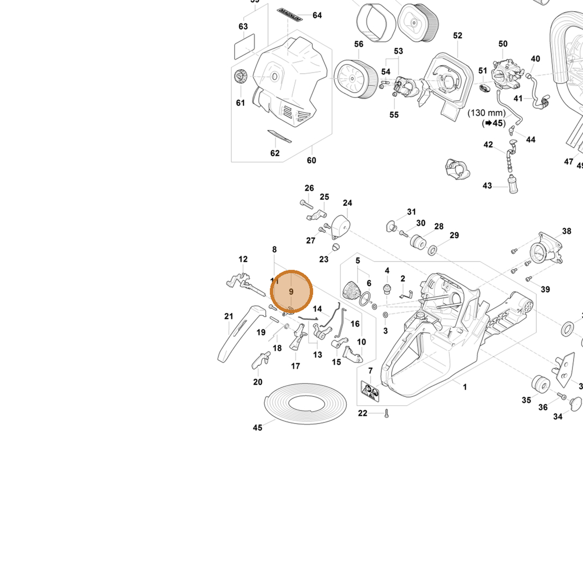 STIHL part 1124-182-4401 — IPL diagram snippet (6x zoom, amber highlight)