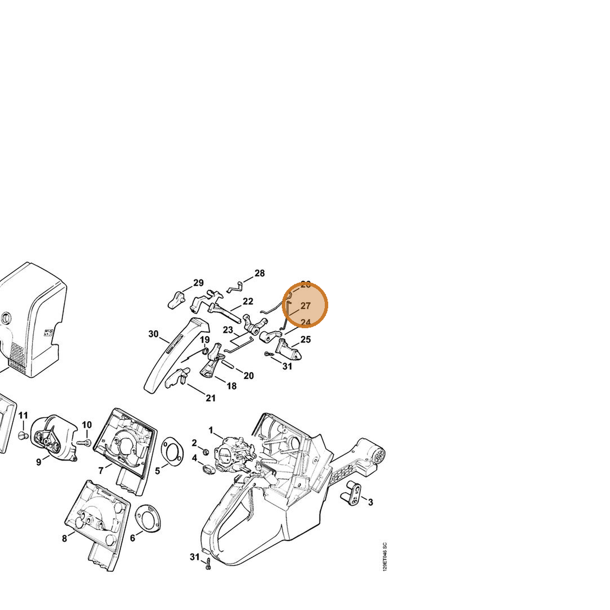 STIHL part 1124-185-1900 — IPL diagram snippet (6x zoom, amber highlight)