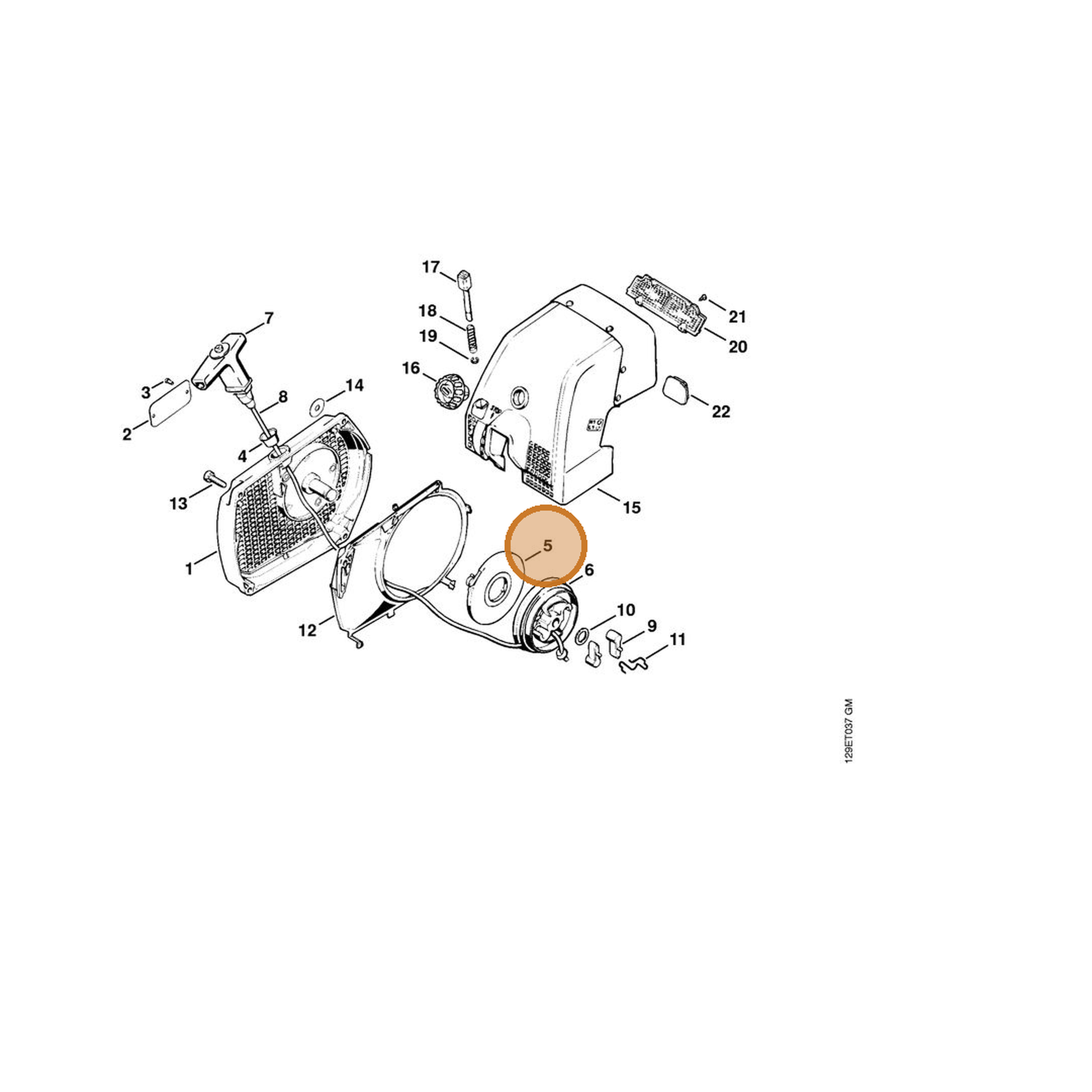 STIHL part 1124-190-0600 — IPL diagram snippet (6x zoom, amber highlight)
