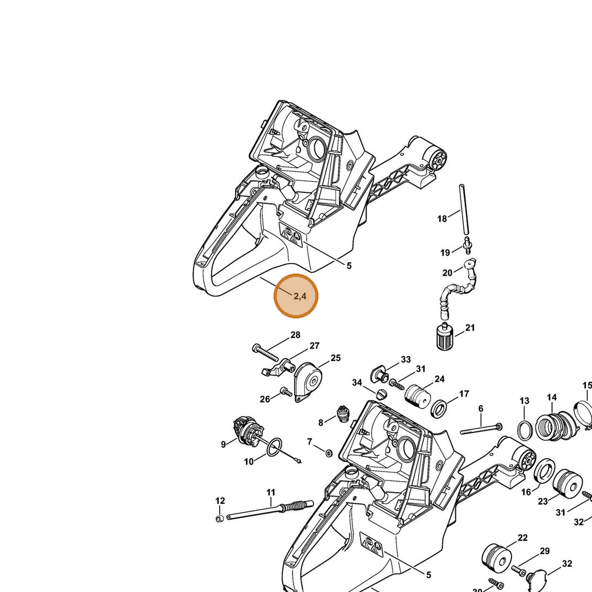 STIHL part 1124-350-0826 — IPL diagram snippet (6x zoom, amber highlight)