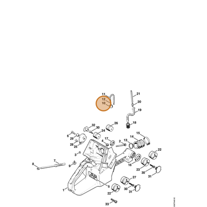 STIHL part 1124-353-9100 — IPL diagram snippet (6x zoom, amber highlight)