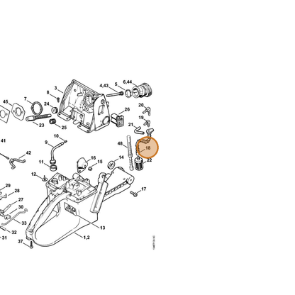 STIHL part 1124-358-7700 — IPL diagram snippet (6x zoom, amber highlight)