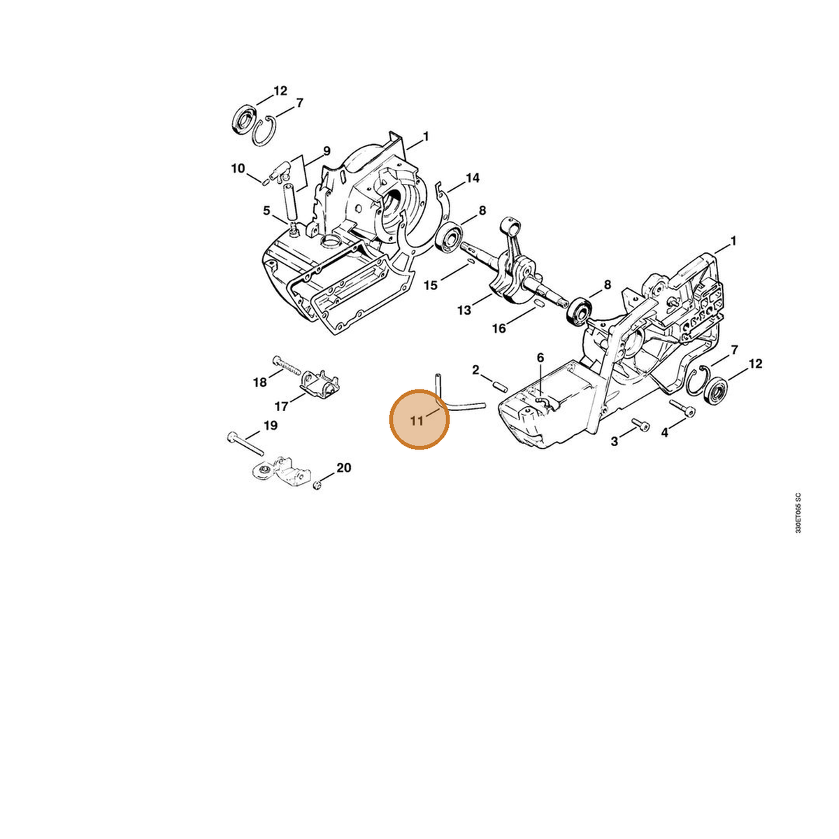 STIHL part 1124-358-7706 — IPL diagram snippet (6x zoom, amber highlight)