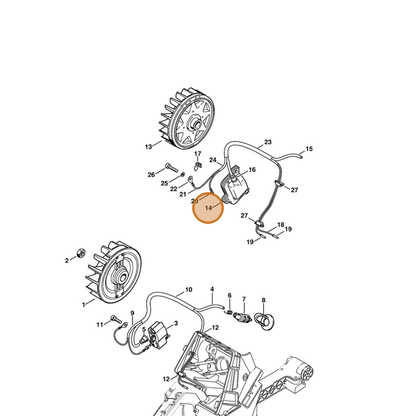 STIHL part 1124-400-1301 — IPL diagram snippet (6x zoom, amber highlight)