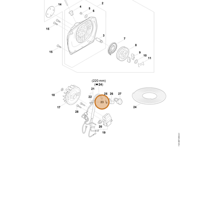 STIHL part 1124-405-8002 — IPL diagram snippet (6x zoom, amber highlight)