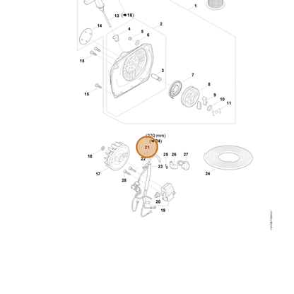 STIHL part 1124-440-3001 — IPL diagram snippet (6x zoom, amber highlight)