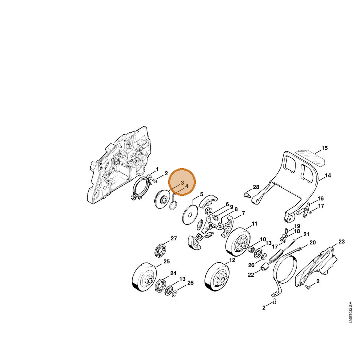 STIHL part 1124-640-7512 — IPL diagram snippet (6x zoom, amber highlight)