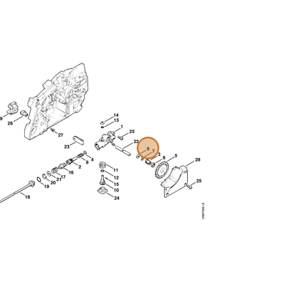 STIHL part 1124-647-7810 — IPL diagram snippet (6x zoom, amber highlight)