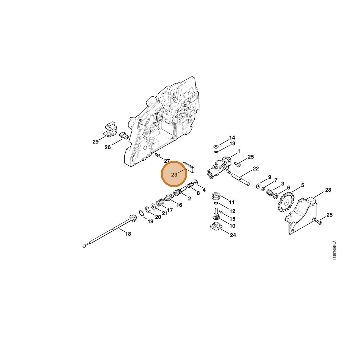 STIHL part 1124-647-9100 — IPL diagram snippet (6x zoom, amber highlight)