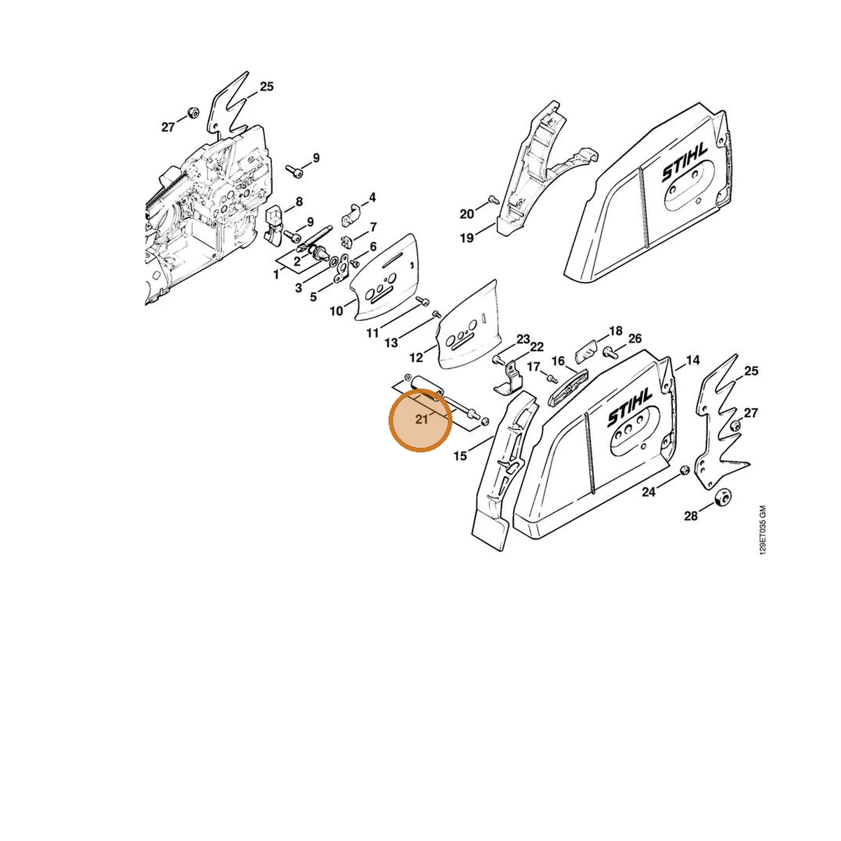 STIHL part 1124-650-7700 — IPL diagram snippet (6x zoom, amber highlight)
