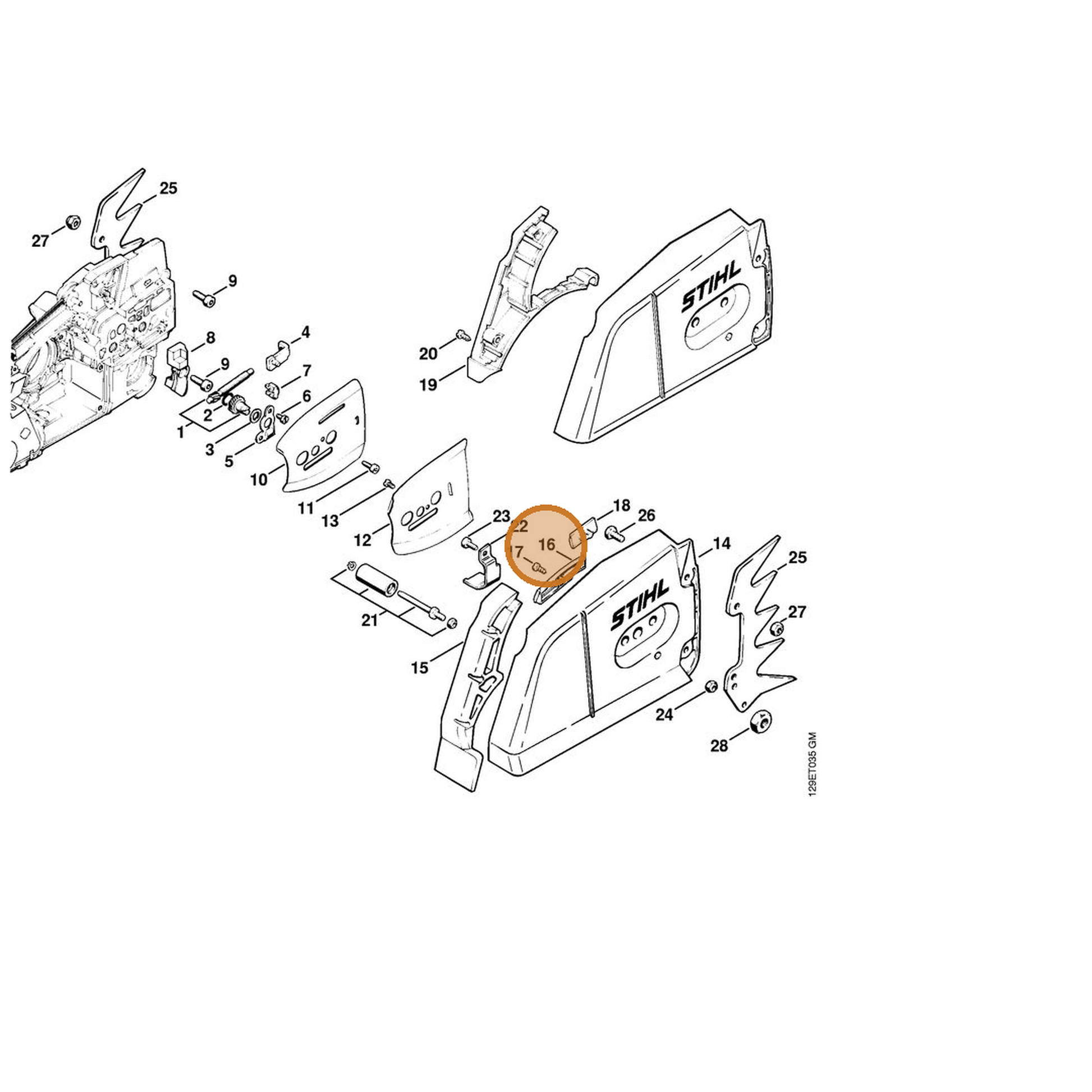 STIHL part 1124-656-2800 — IPL diagram snippet (6x zoom, amber highlight)