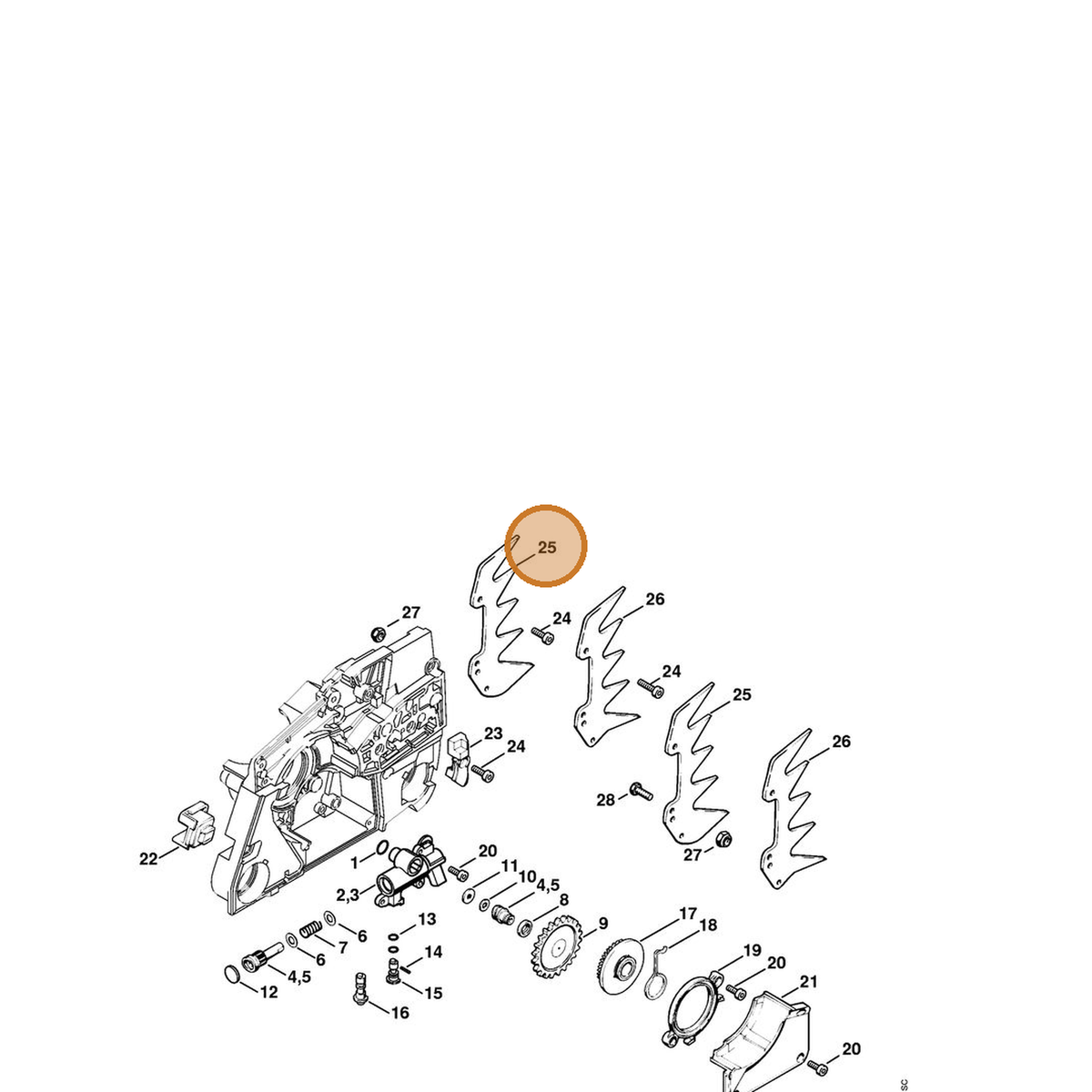 STIHL part 1124-664-0502 — IPL diagram snippet (6x zoom, amber highlight)