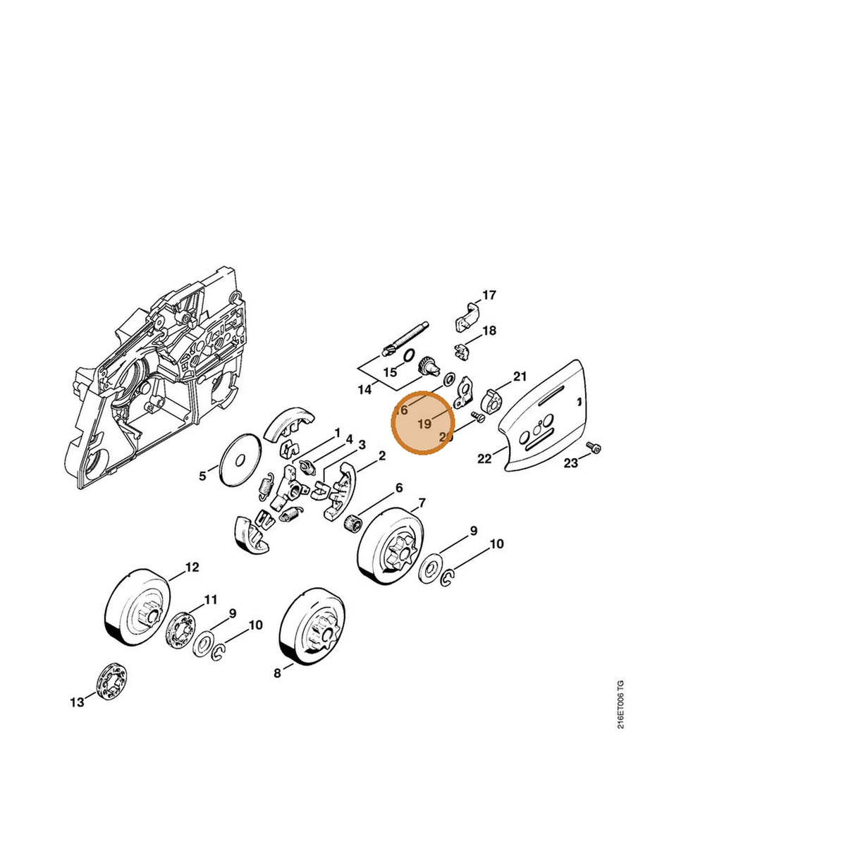 STIHL part 1124-664-2210 — IPL diagram snippet (6x zoom, amber highlight)
