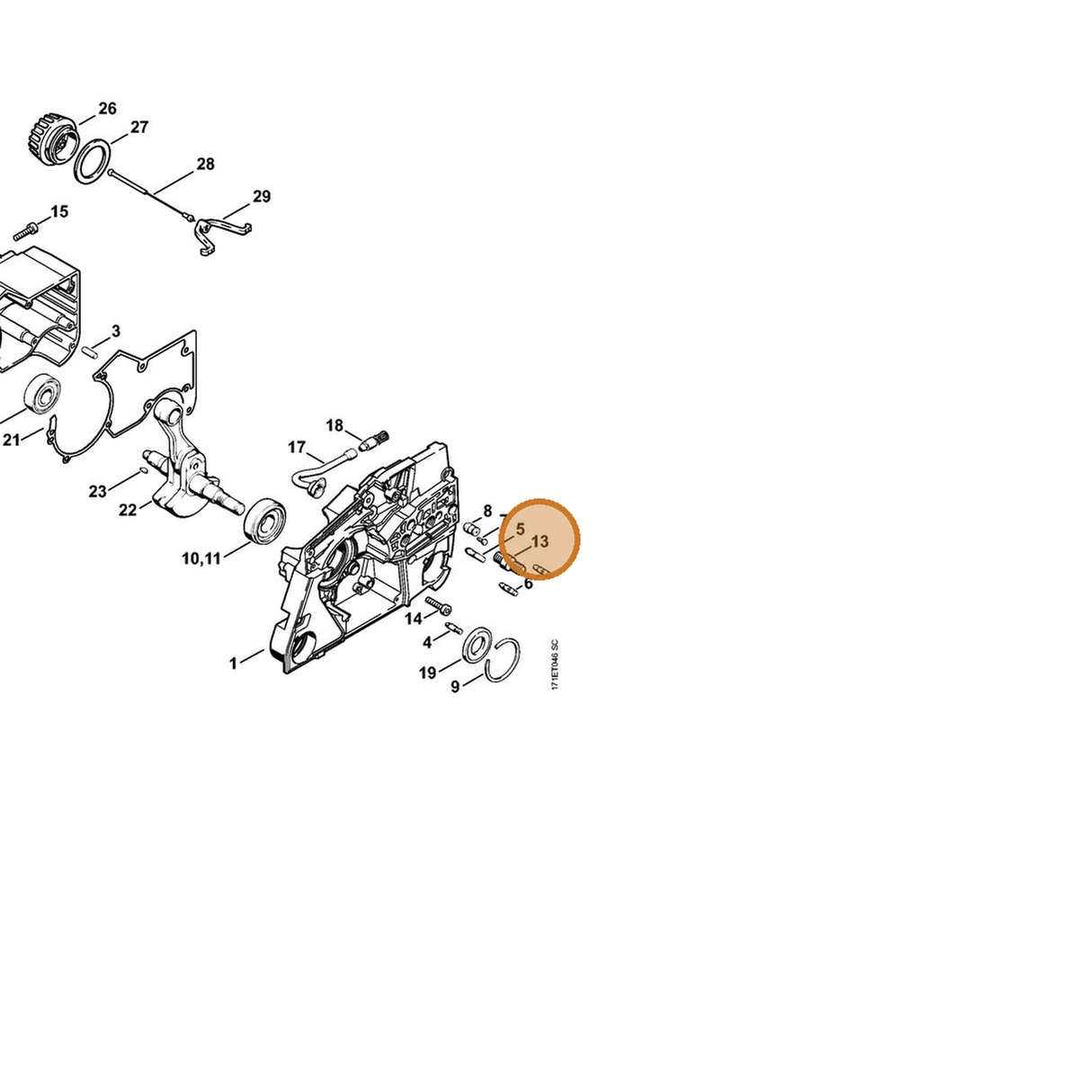 STIHL part 1124-664-2406 — IPL diagram snippet (6x zoom, amber highlight)